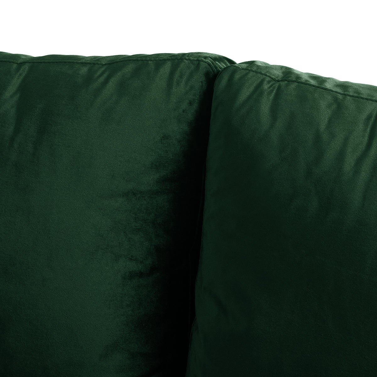 ECKSOFA - Samt - Dunkelgrün/Dunkelbraun, Birkenholz/Textil (201/155cm) - home24