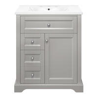 WASCHTISCHKOMBI Grau mit Soft-Close & Keramikbecken - Grau, Keramik/Holzwerkstoff (76/87/46cm) - Urban Meuble