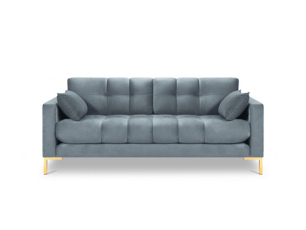 SOFA Mamaia aus Samt hellblau 3 Sitzplätze - Hellblau, Textil (92/75/177cm) - Micadoni