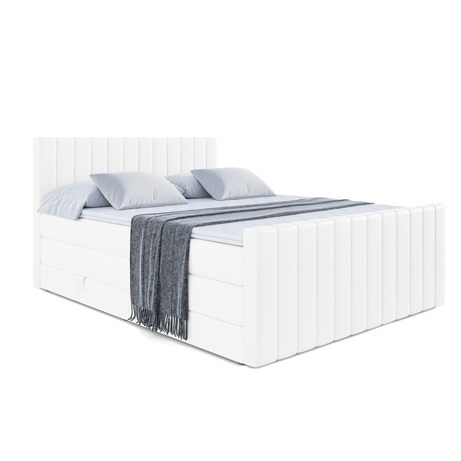 BOXSPRINGBETT EDITA-Z KING - 200x200 - H3/H4 - Weiß Hochglanz - Weiß Hochglanz, Holzwerkstoff (200/200cm) - ALTDECOR