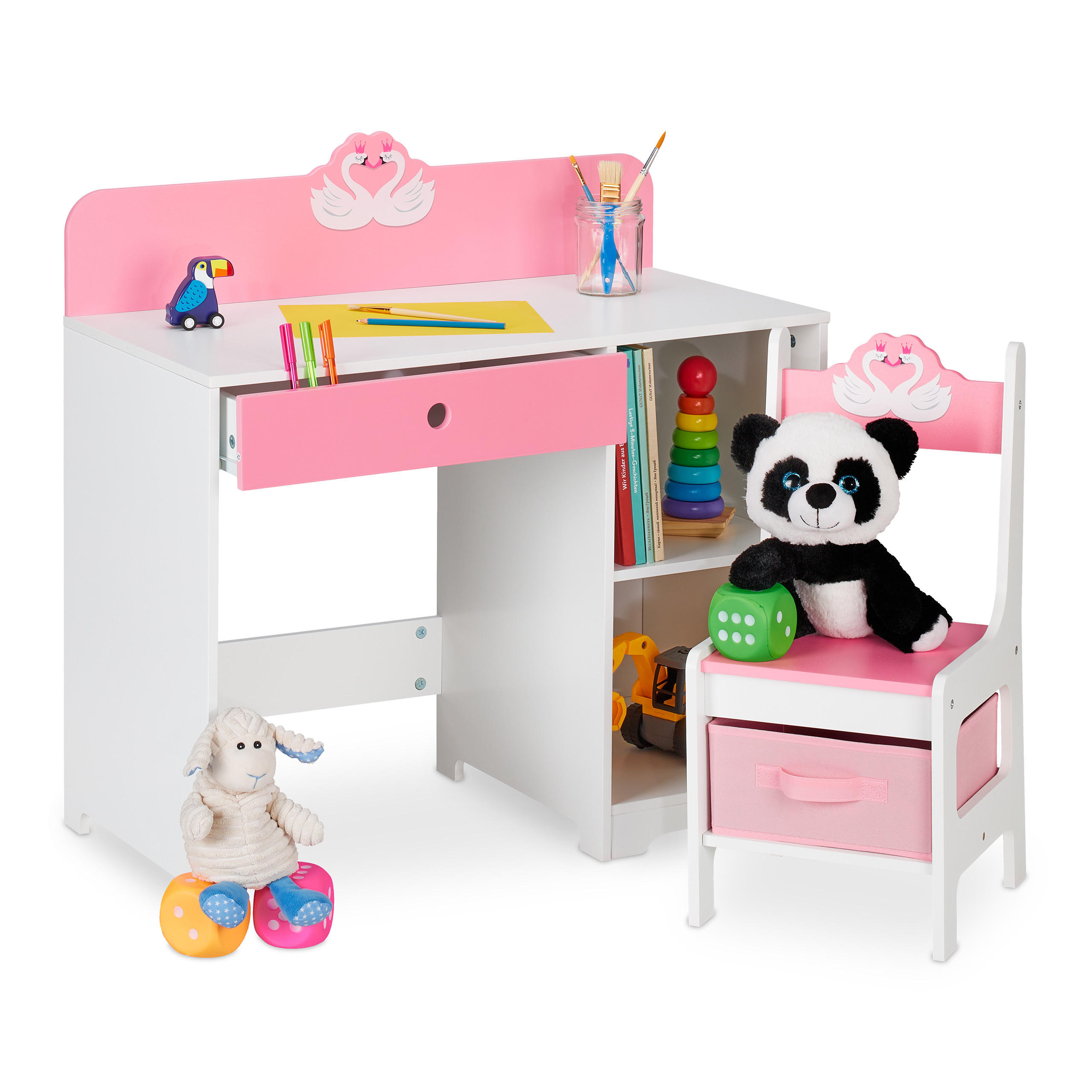 KINDERSCHREIBTISCH - Multicolor, Holzwerkstoff (80/79.5/40cm) - Relaxdays