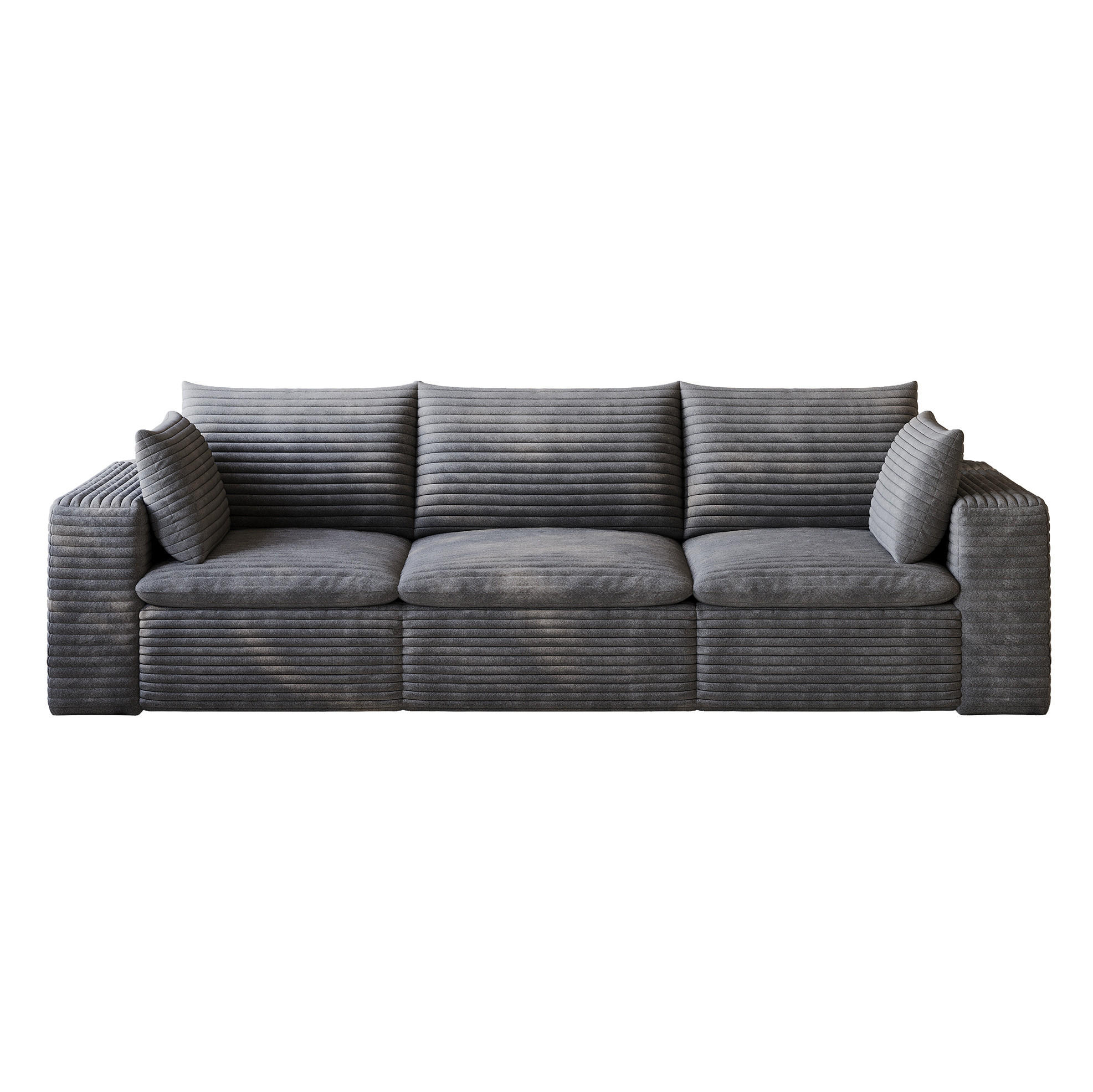 3-SITZER-SOFA aus Stoff Dunkelgrau mit Schaumstoffkern, flexibel kombinierbar und besonders weich - Dunkelgrau, Textil (260/60/90cm) - Modfu