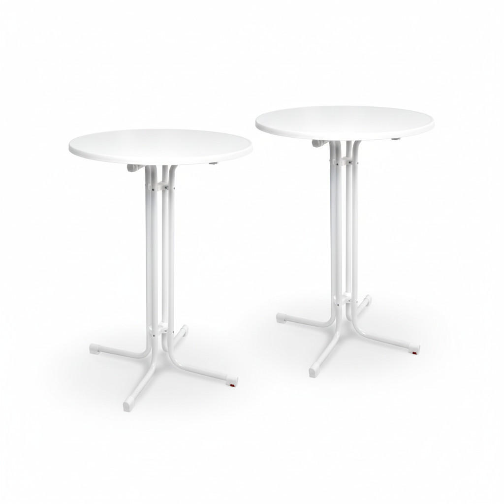 STEHTISCH Bellini Ø70xH110cm Weiß (2tlg) - Weiß, Holz/Metall (70/70/110cm) - Beautissu 