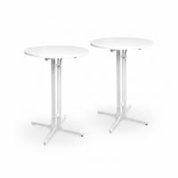 STEHTISCH Bellini Ø70xH110cm Weiß (2tlg) - Weiß, Holz/Metall (70/70/110cm) - Beautissu 
