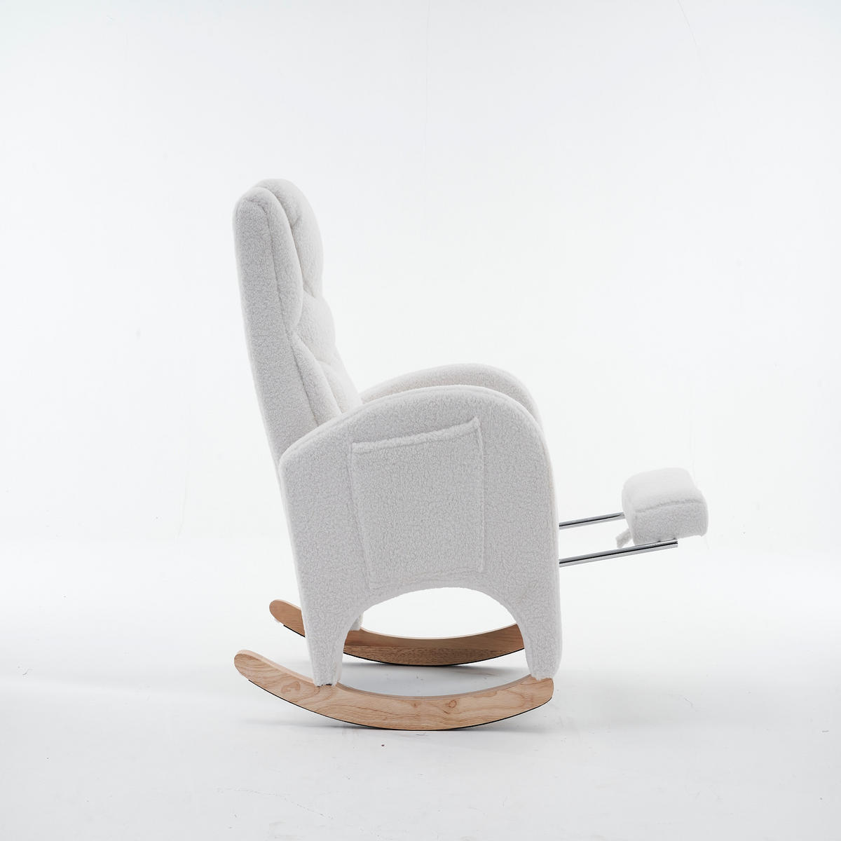 SCHAUKELSTUHL Weiß Teddy mit Klappbare Pedale - Weiß, Textil (125/101/66cm) - Oxeza