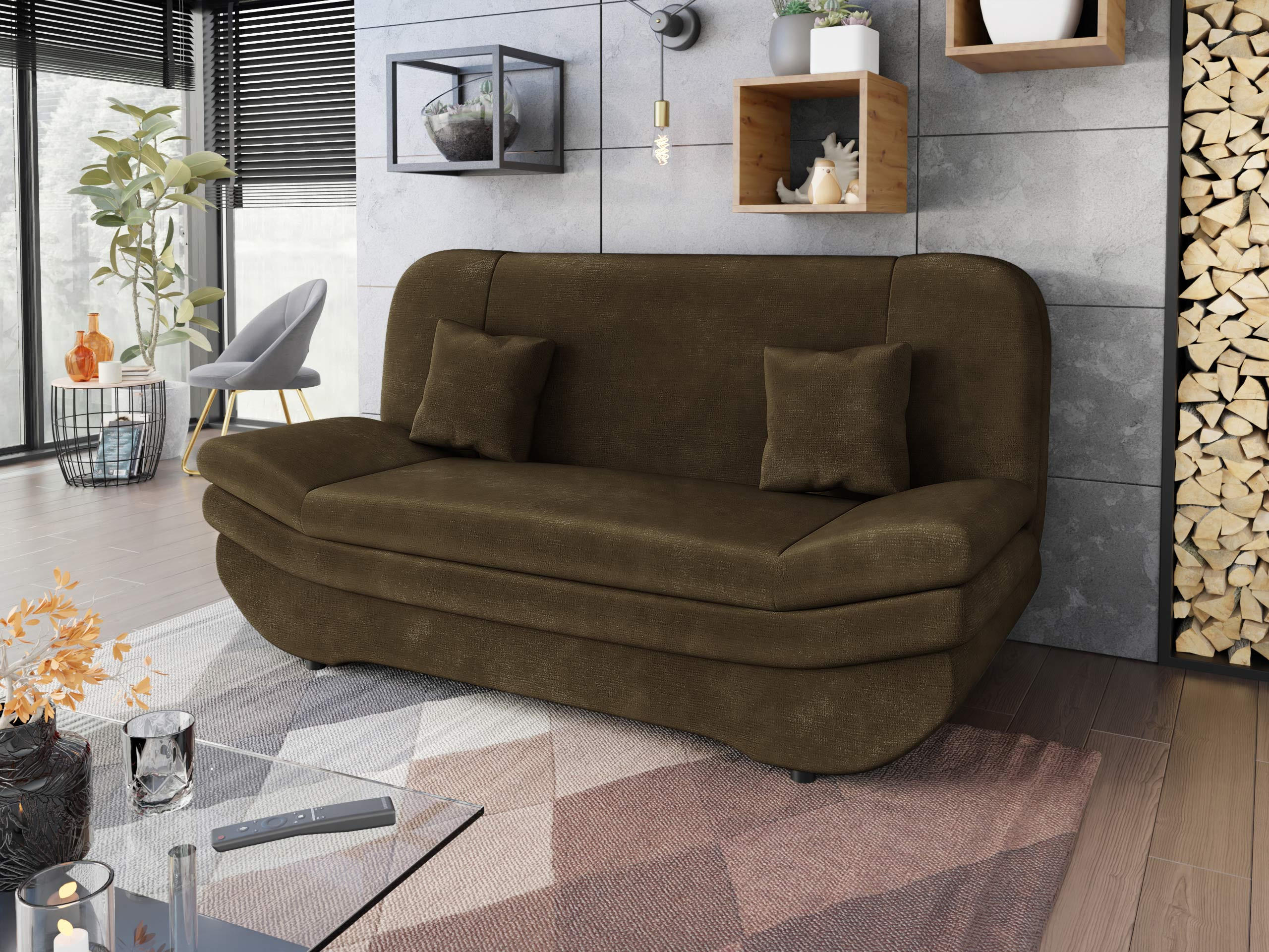 SCHLAFSOFA Weronika - Schwarz/Haselnussfarben, Holz/Kunststoff (200/95/90cm) - MIRJAN24