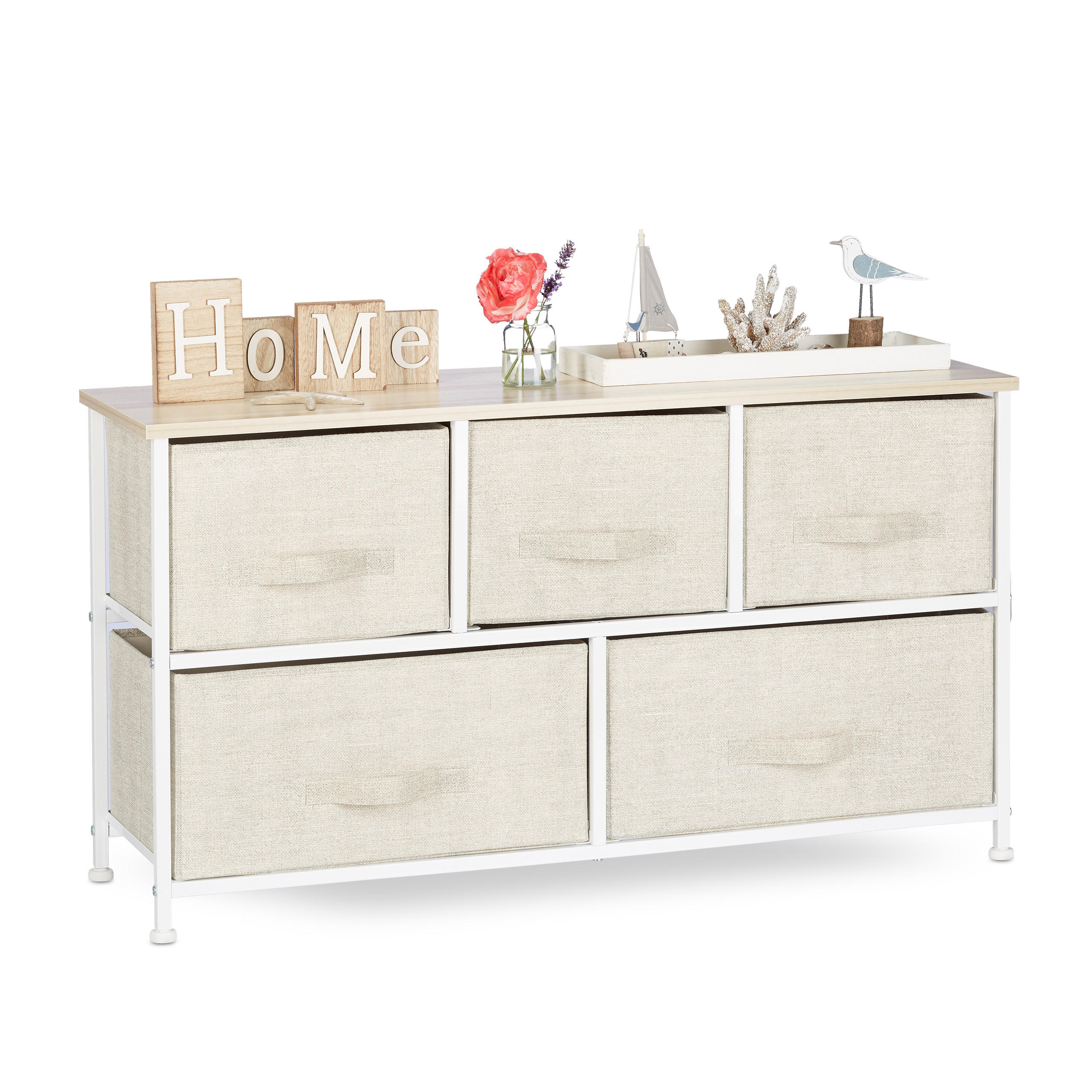 SCHUBLADENBOX - Creme, Holzwerkstoff/Textil (100/54.5/30cm) - Relaxdays