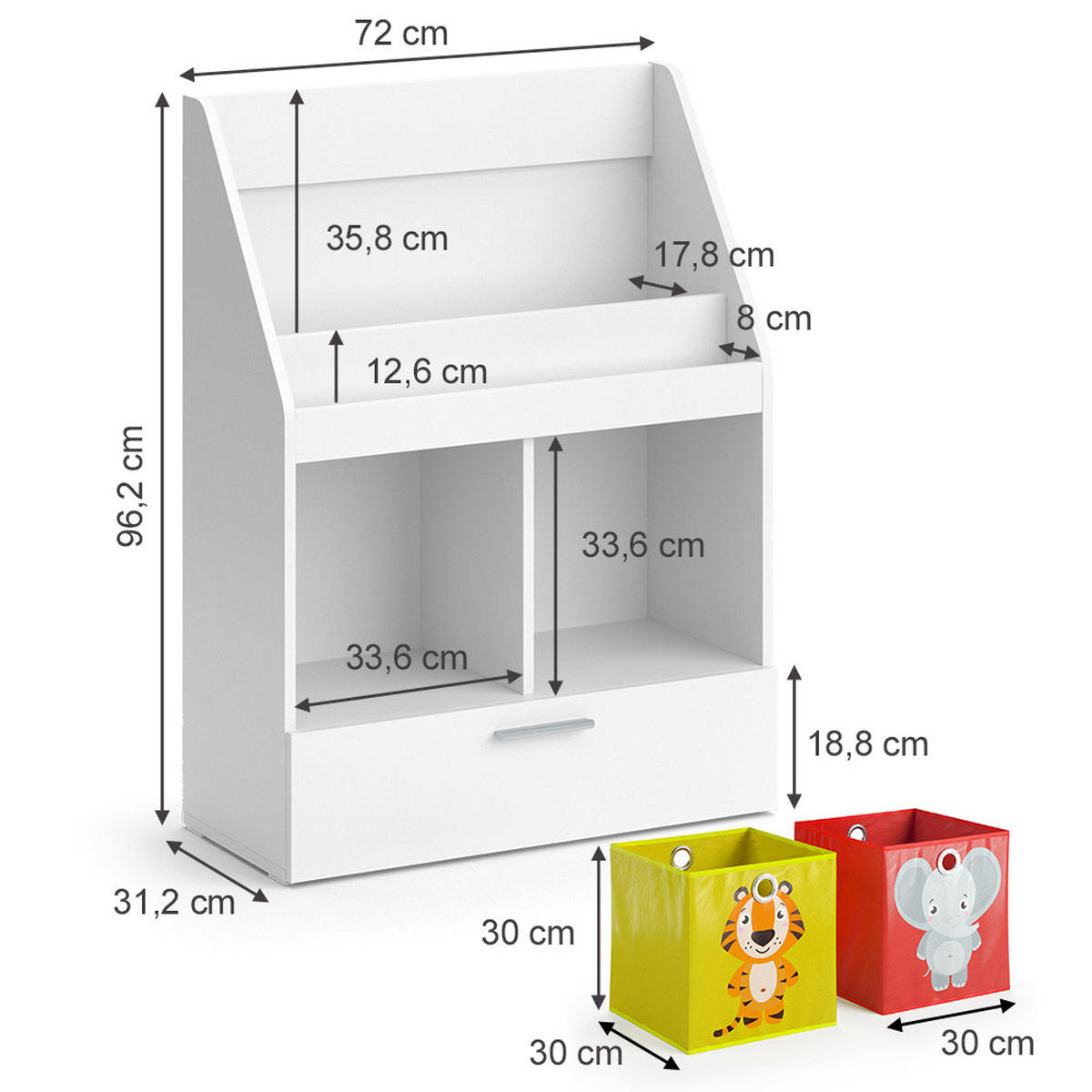DĚTSKÁ POLIČKA Luigi Bílá - bílá, kompozitní dřevo (72/96.2/31.2cm) - Vicco