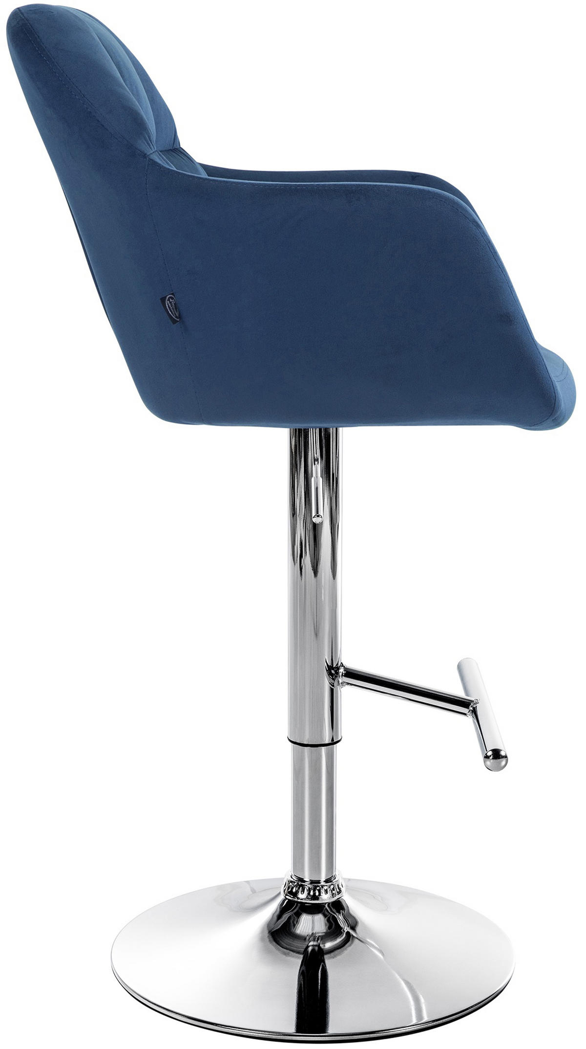 BARHOCKER Nardo Samt chrom blau - Blau/Chromfarben, Textil/Metall (57/118/59cm) - TPFLiving