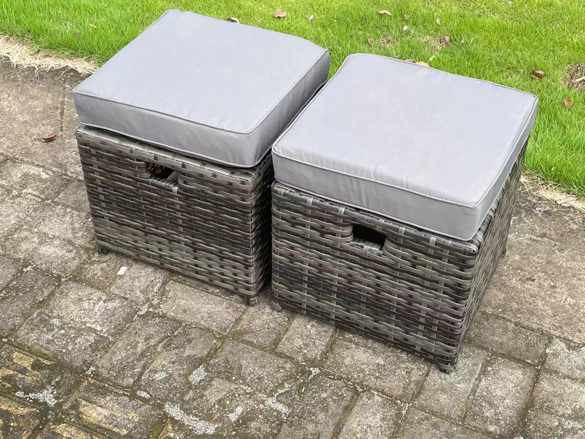 GARTENMÖBEL SET mit Rechteckiger Esstisch Polyrattan Dunkelgrau 8-Sitzer - Dunkelgrau/Grau, Glas/Kunststoff - Fimous