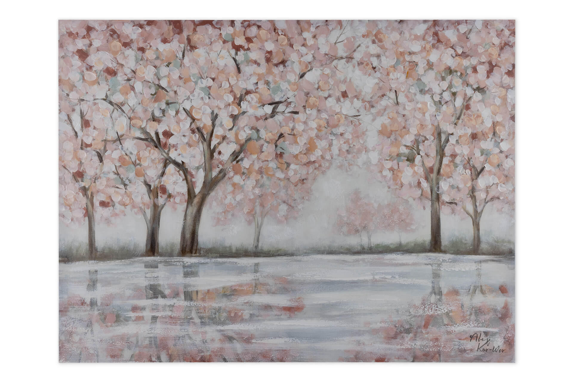 ACRYLBILD HANDGEMALT 100/75 cm - Pink/Grau, Holz/Textil (1.8/75cm) - KUNSTLOFT