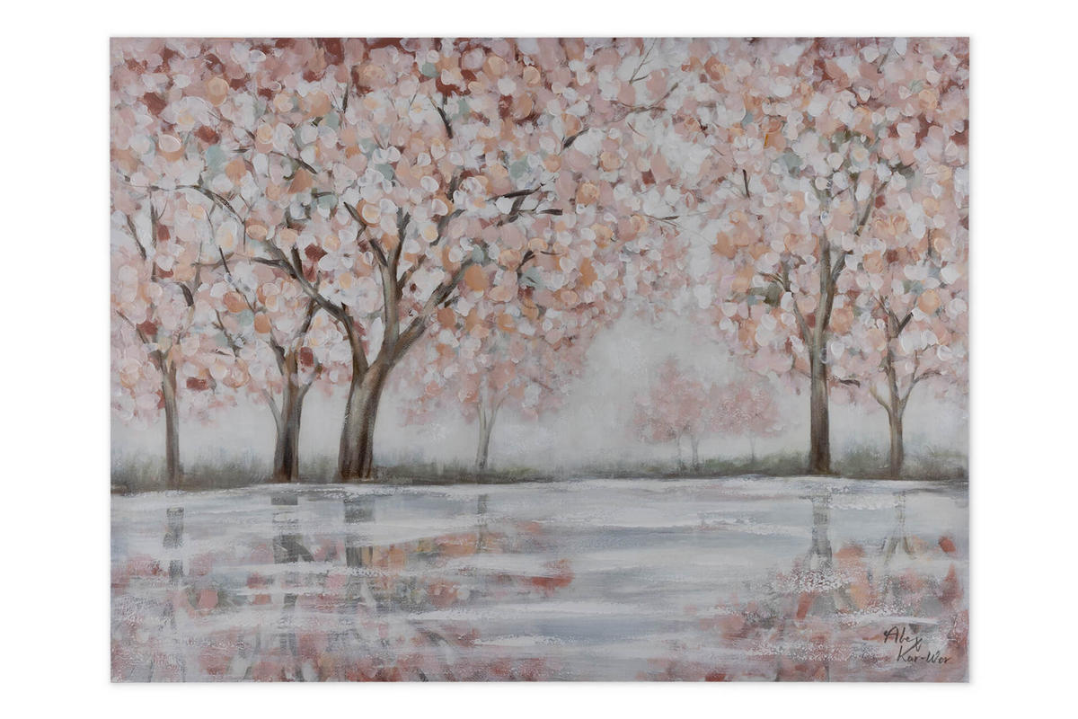 ACRYLBILD HANDGEMALT 100/75 cm - Pink/Grau, Holz/Textil (1.8/75cm) - KUNSTLOFT
