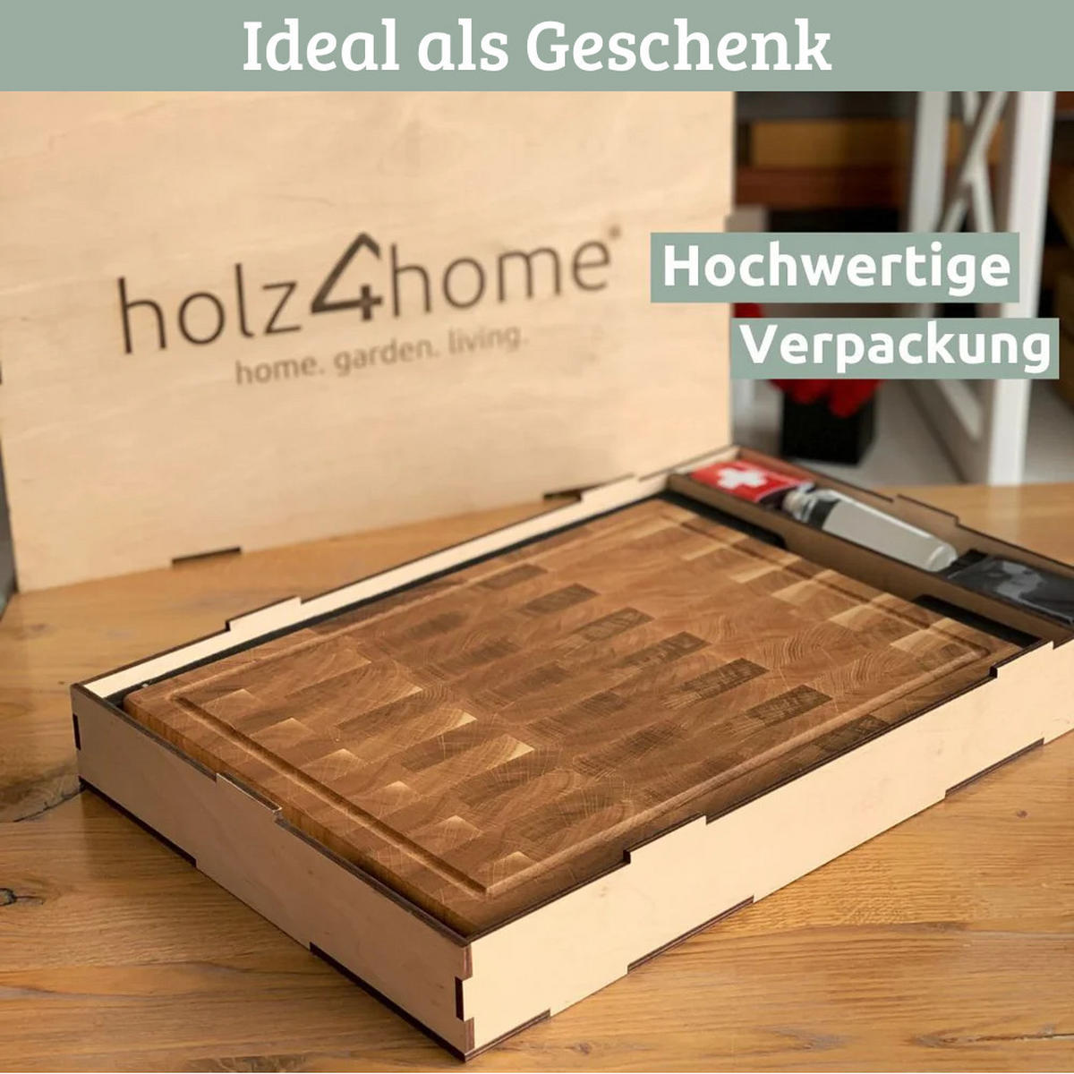 SCHNEIDEBRETT Holz groß EYGO klingenschonend 40x30x2,5 cm - Braun, Holz (40/30cm) - DELUKE