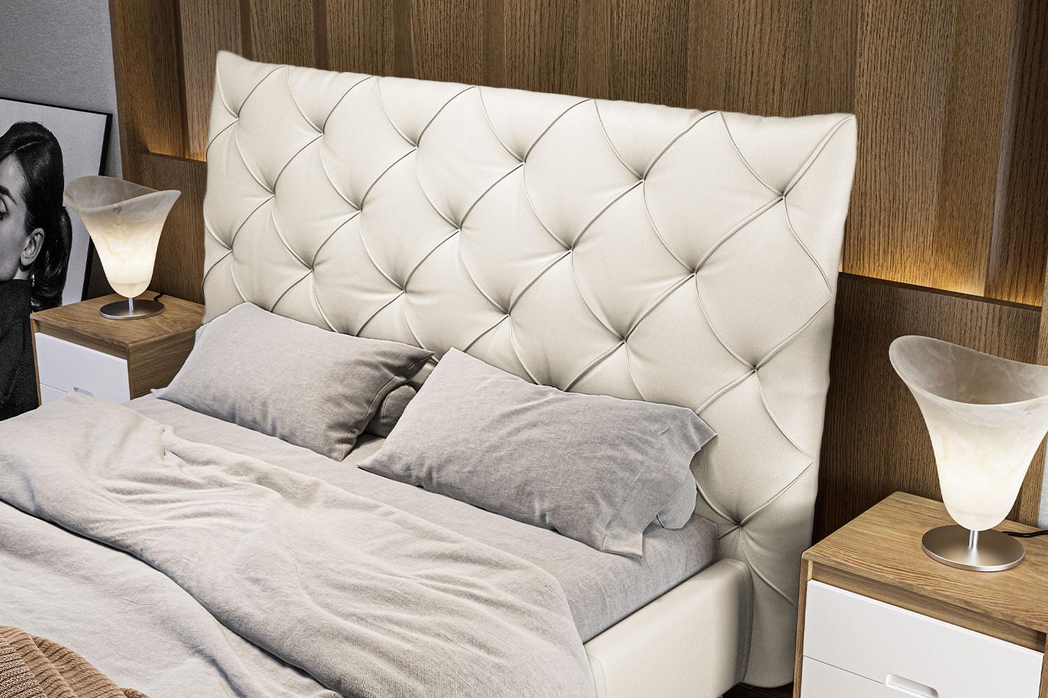 POLSTERBETT ANNY Weiß Massivholz - Weiß, Leder (140/200cm) - KAWOLA