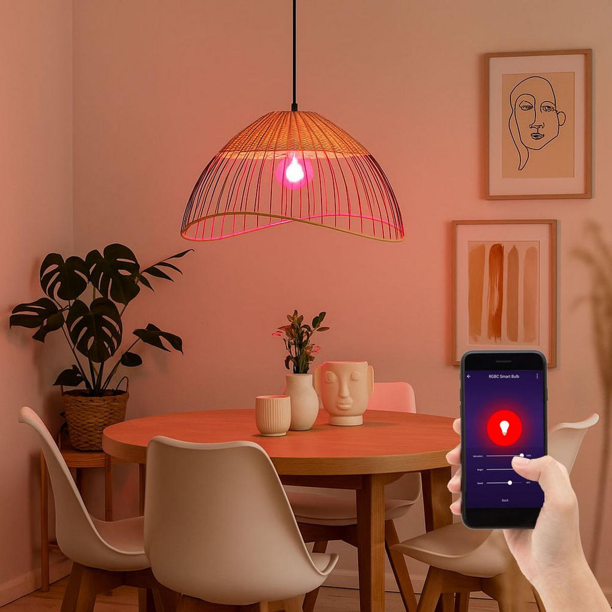 LED HÄNGELAMPE Käfig Schwarz Holz - Schwarz, Holz (48/48/120cm)