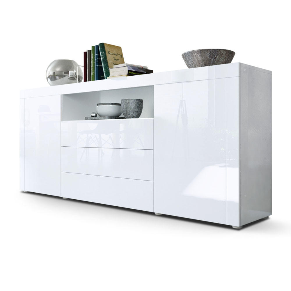 SIDEBOARD Santiago Weiß Hochglanz / Weiß Hochglanz - Weiß Hochglanz, Holzwerkstoff (167/72/35cm) - Vladon