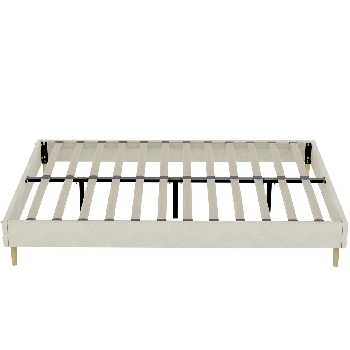 POLSTERBETT 160/200 cm DE-33008 mit Matratze Beige - Beige, Metall (160/200cm) - ComfortXL