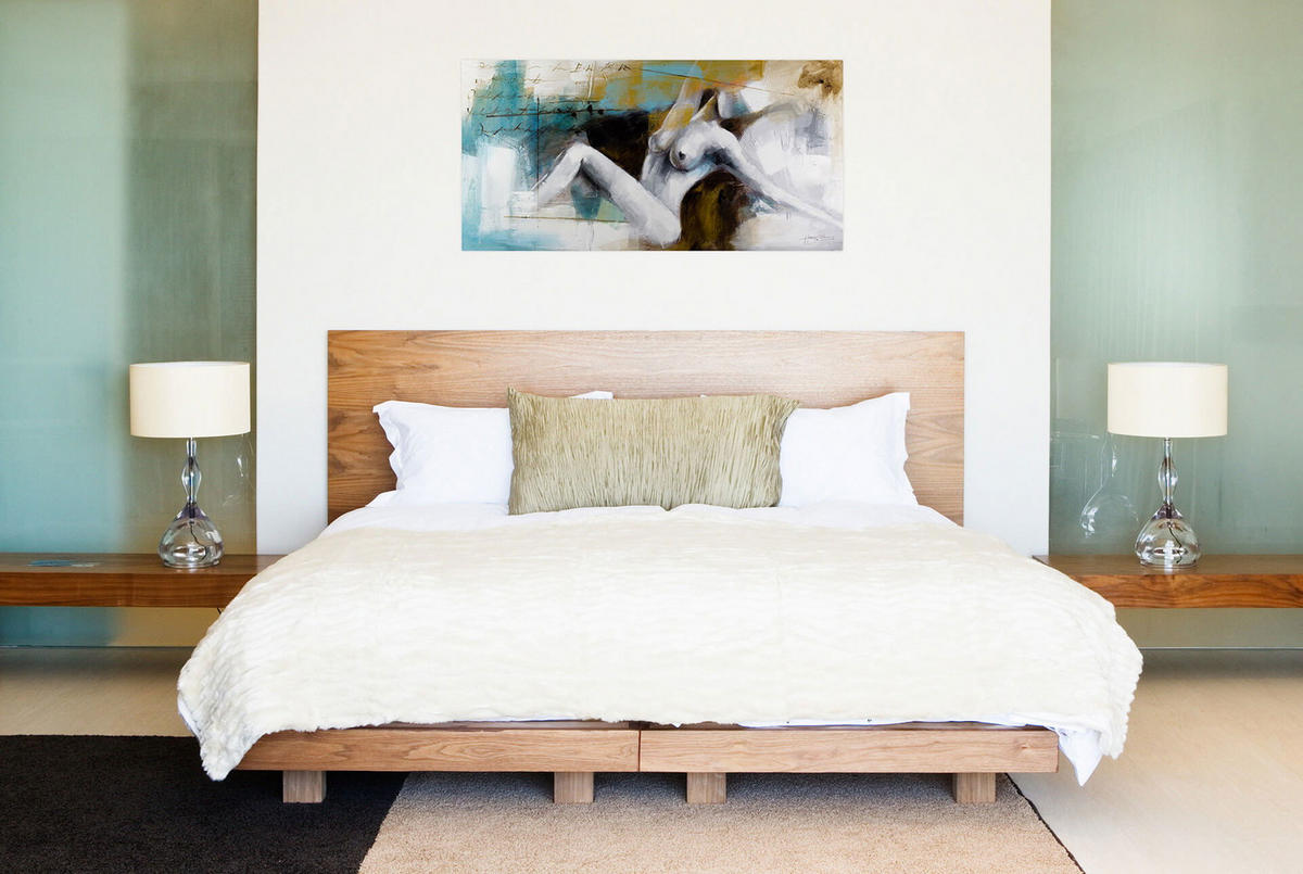 ÖLGEMÄLDE 120/60 cm - Petrol/Weiß, Holz/Textil (1.6/60cm) - KUNSTLOFT