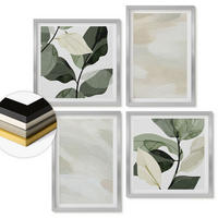 WANDBILDER 4er Set - 50x50 cm & 40x60 cm Silberner Rahmen - Leuchtende, abstrakte Boho-Farben - Silberfarben, Kunststoff (50/50cm) - ArtPrintCave
