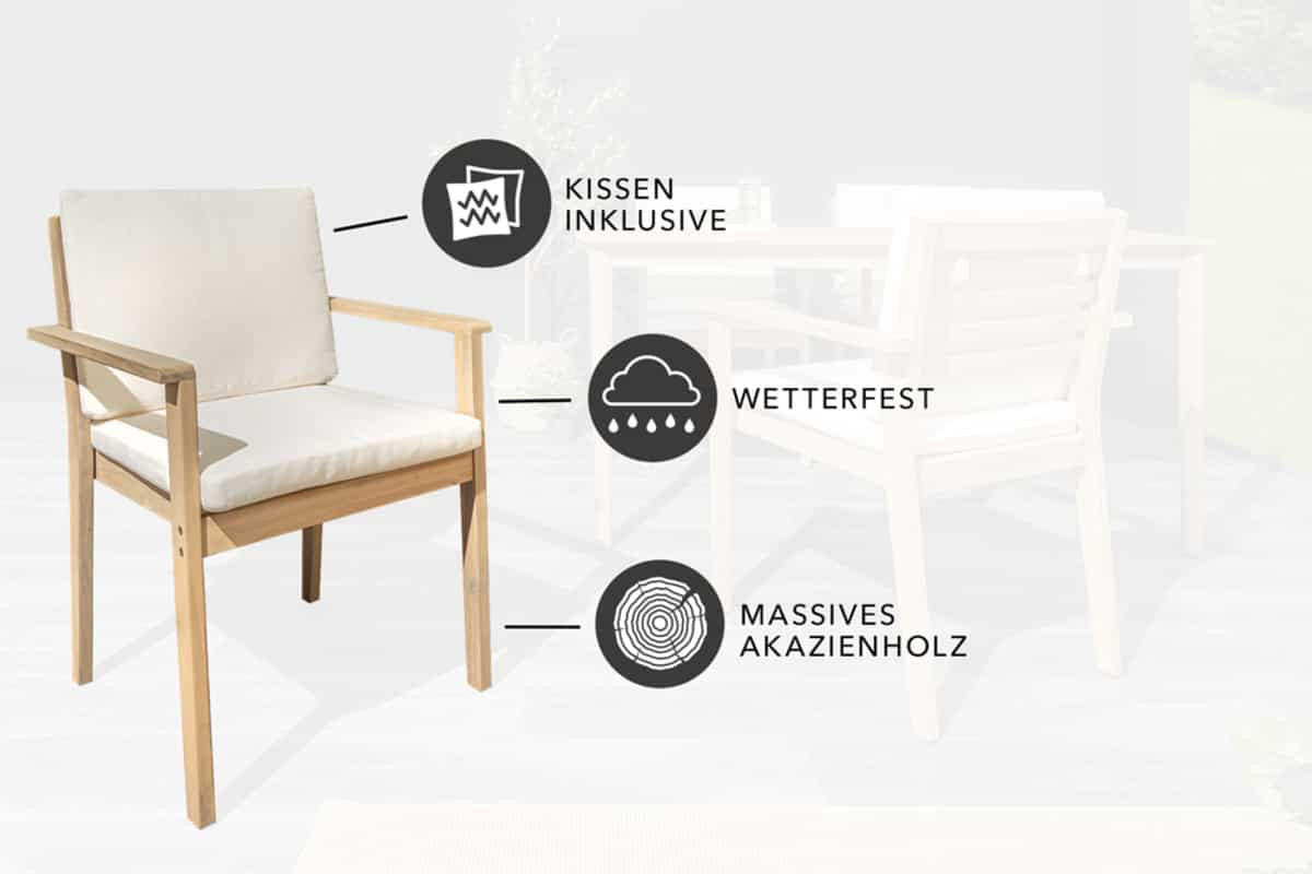 GARTENSTUHL KOPENHAGEN Akazie Natur - Beige/Braun, Holz (60/84/60cm) - riess-ambiente