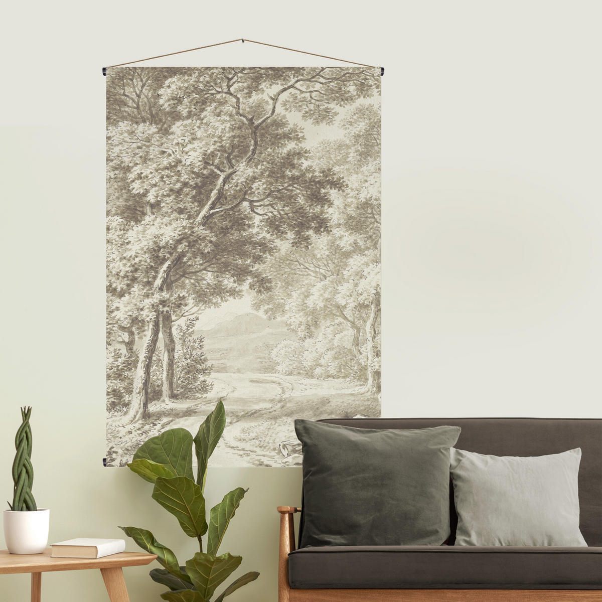 WANDTEPPICH Waldweg 150x100cm - Grau/Grün, Textil (100/1cm) - Art for the Home