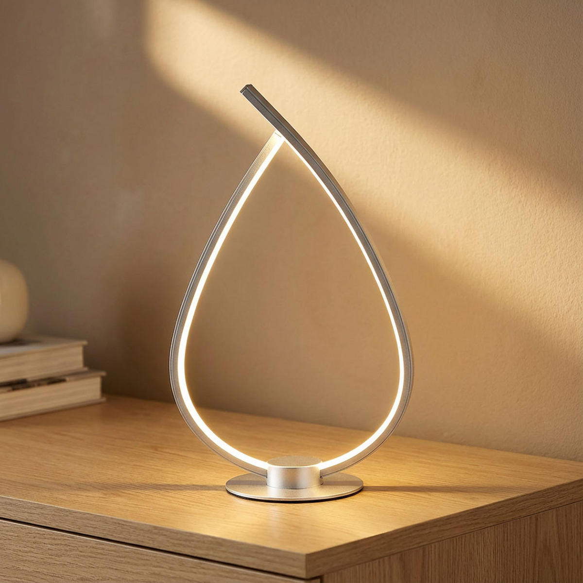 TISCHLEUCHTE LED, Metall, silber matt, Schnurschalter - Silberfarben, Metall (20.5/12/37.5cm) - Globo Lighting