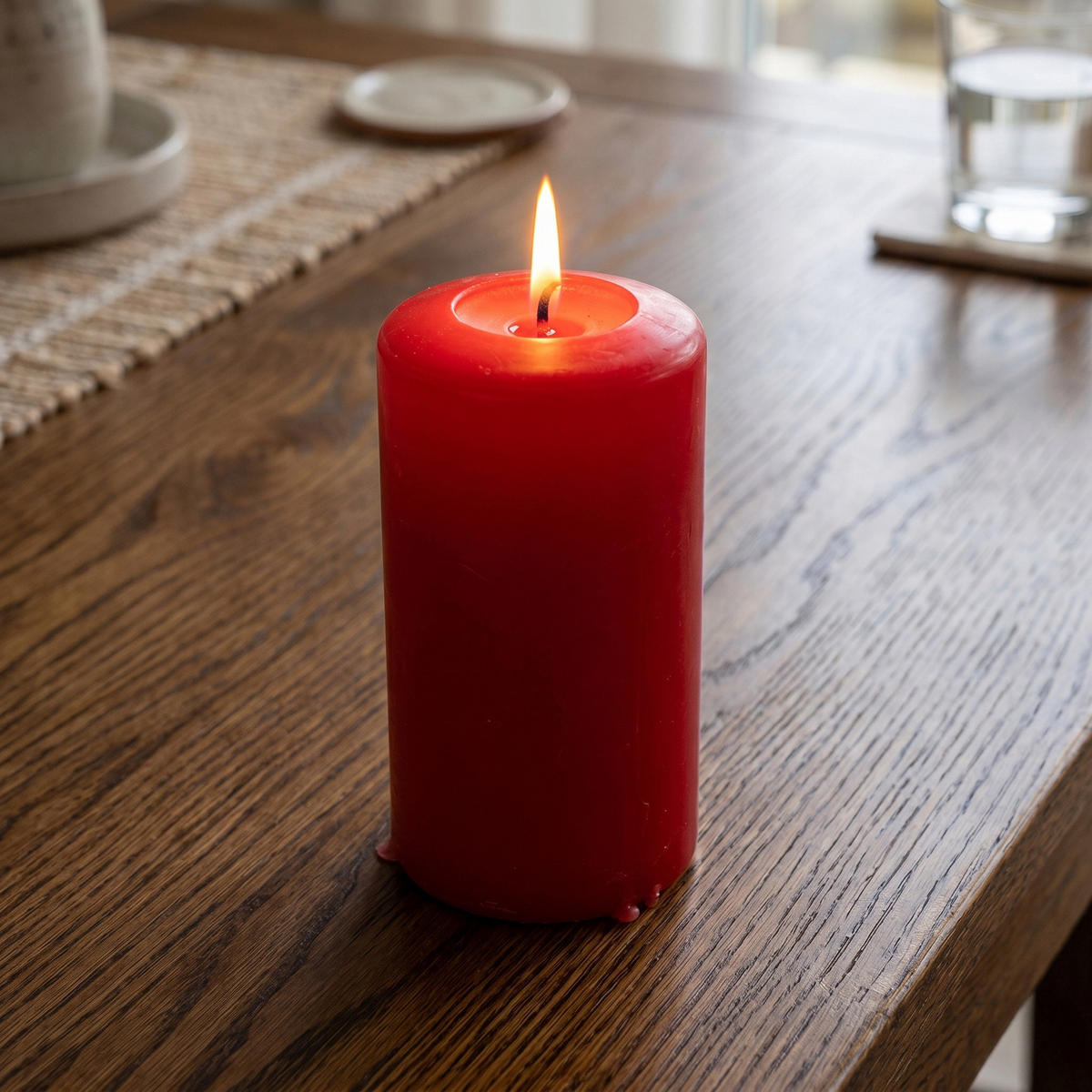 KERZE aus Paraffin 7/7/15 cm - Rot, Paraffin (7/15/7cm) - Home Styling Collection