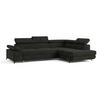 ECKSOFA FAVIEN R-S Schwarz Velours-Stoff mit Schlaffunktion - Schwarz, Holz (257/190cm) - MASSENO
