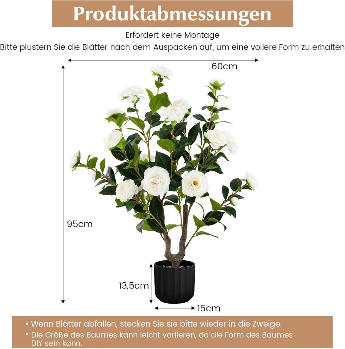 KAMELIENBAUM Weiß(2er-Set) - Weiß, Kunststoff (95cm) - COSTWAY