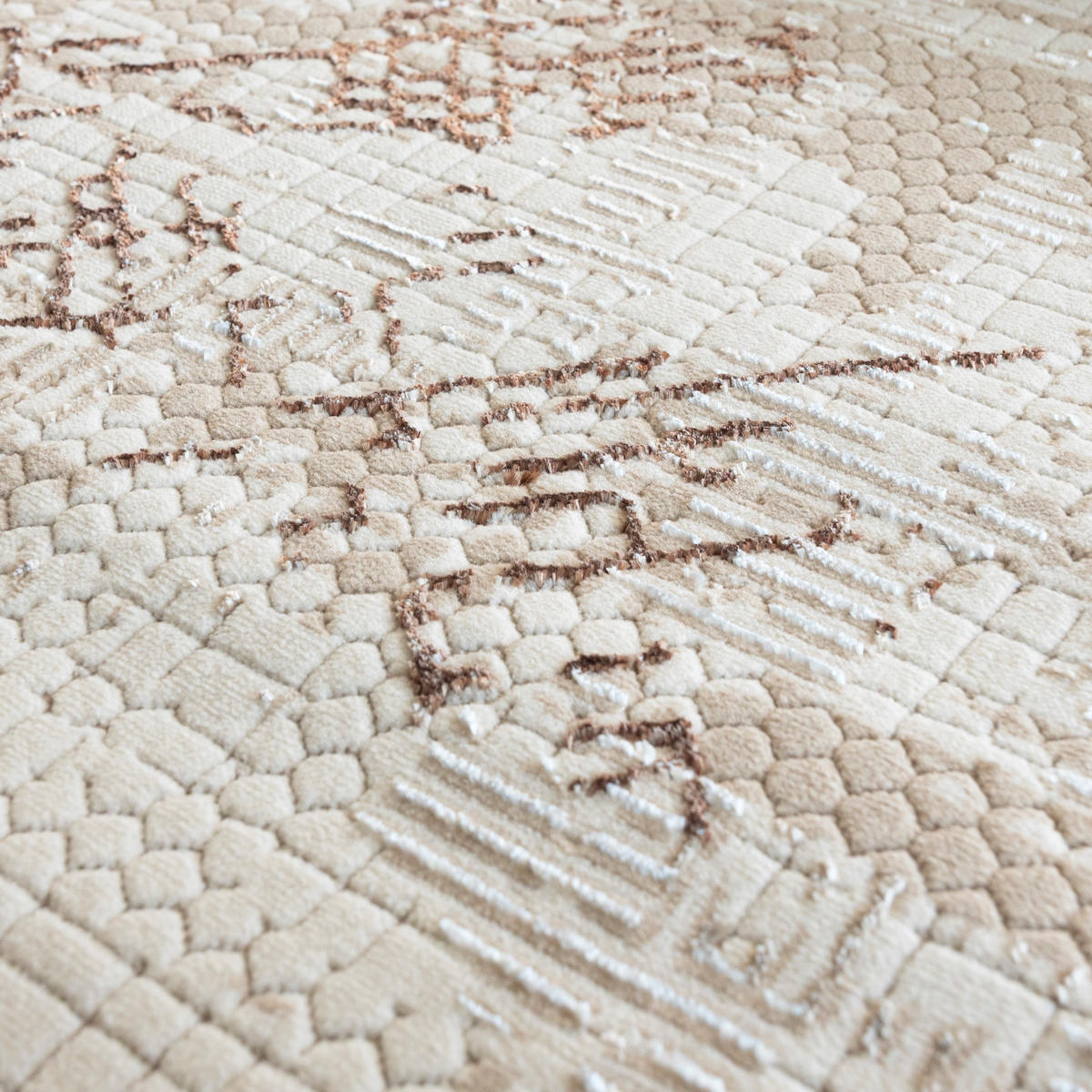 MAZOVIA TEPPICH UD30A - Braun, Creme - 80 x 150 cm - Creme/Braun, Textil (80/150cm) - Mazovia