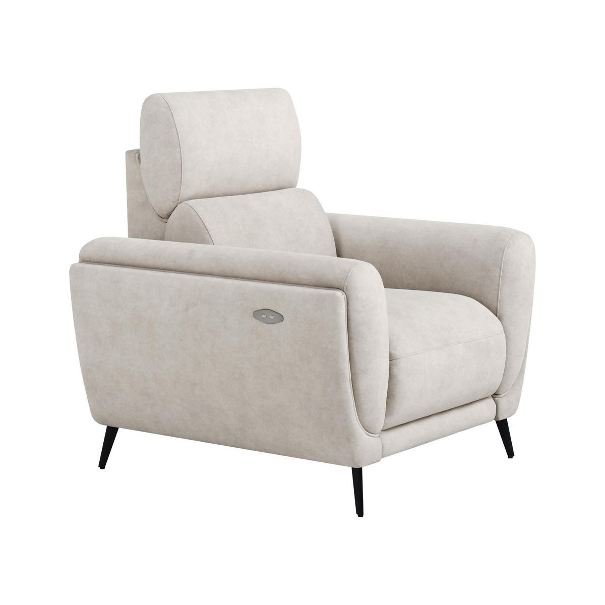 RELAXSESSEL Comfort, mit elektrischer Verstellung und verstellbarer Kopfstütze, Beige - Beige/Schwarz, Textil (103/97/102cm) - Beautysofa