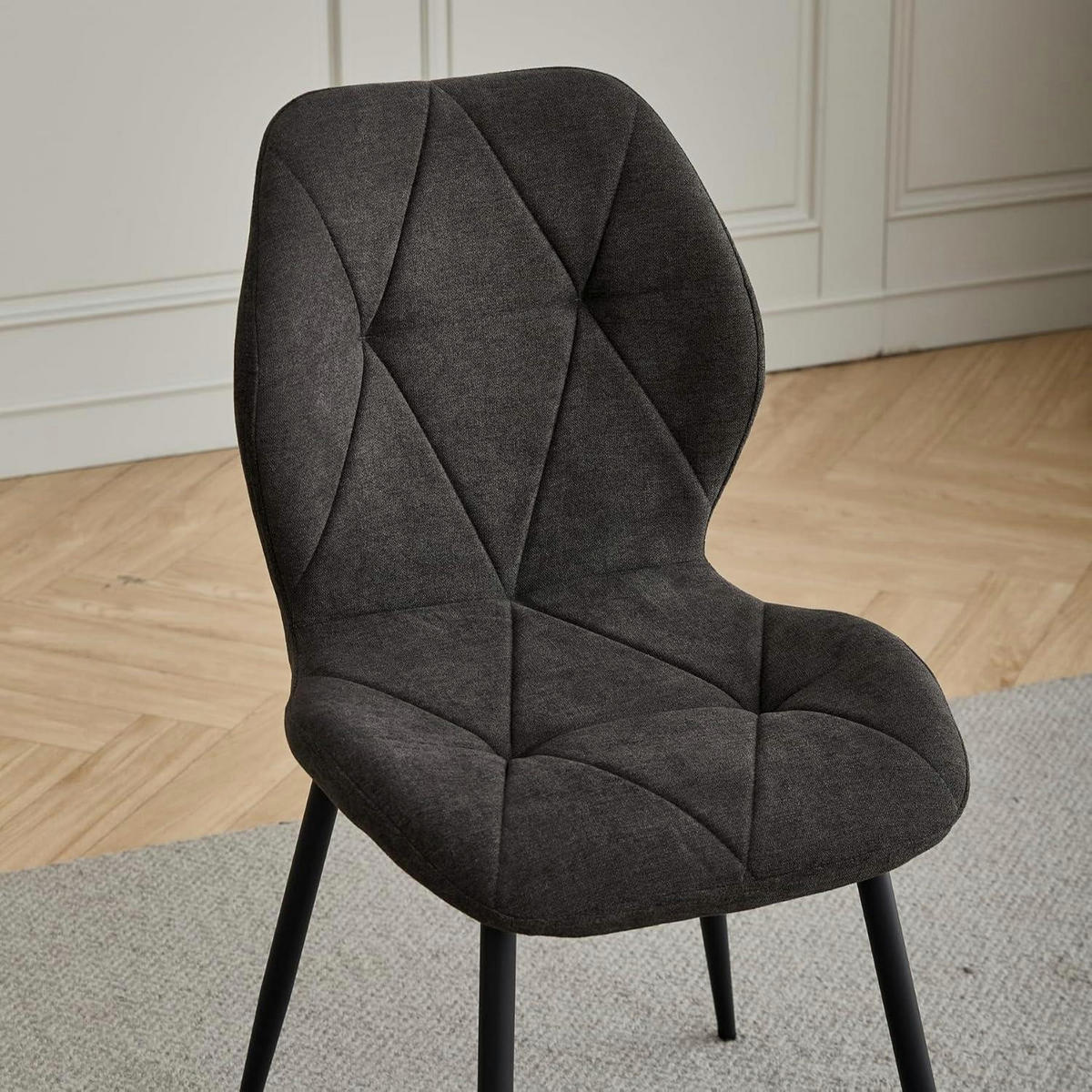 ESSZIMMERSTÜHLE 4er-Set mit Rautenmuster, Anthrazit - Anthrazit, Textil (43/86/47.5cm)