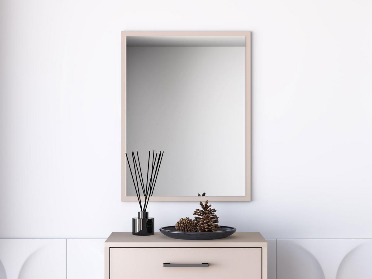 WANDSPIEGEL Oiven Cashmere 50 / 2 / 66cm - Creme, Holzwerkstoff (50/82/2cm) - Feldmann-Wohnen