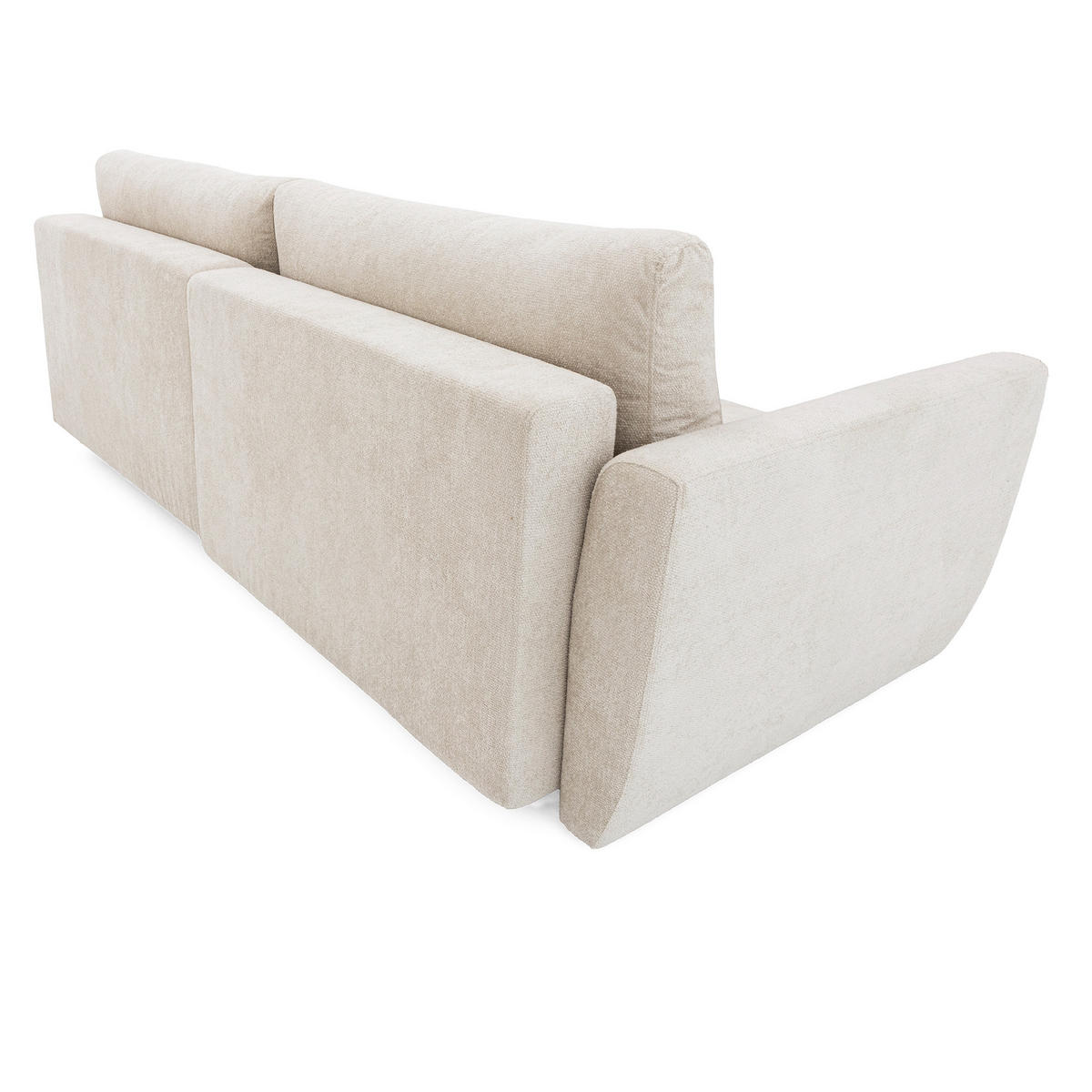 ECKSOFA BELLA L Rechts mit Schlaffunktion 140x205 Velours Creme - Creme/Schwarz, Holz/Kunststoff (165/230cm) - Muffo