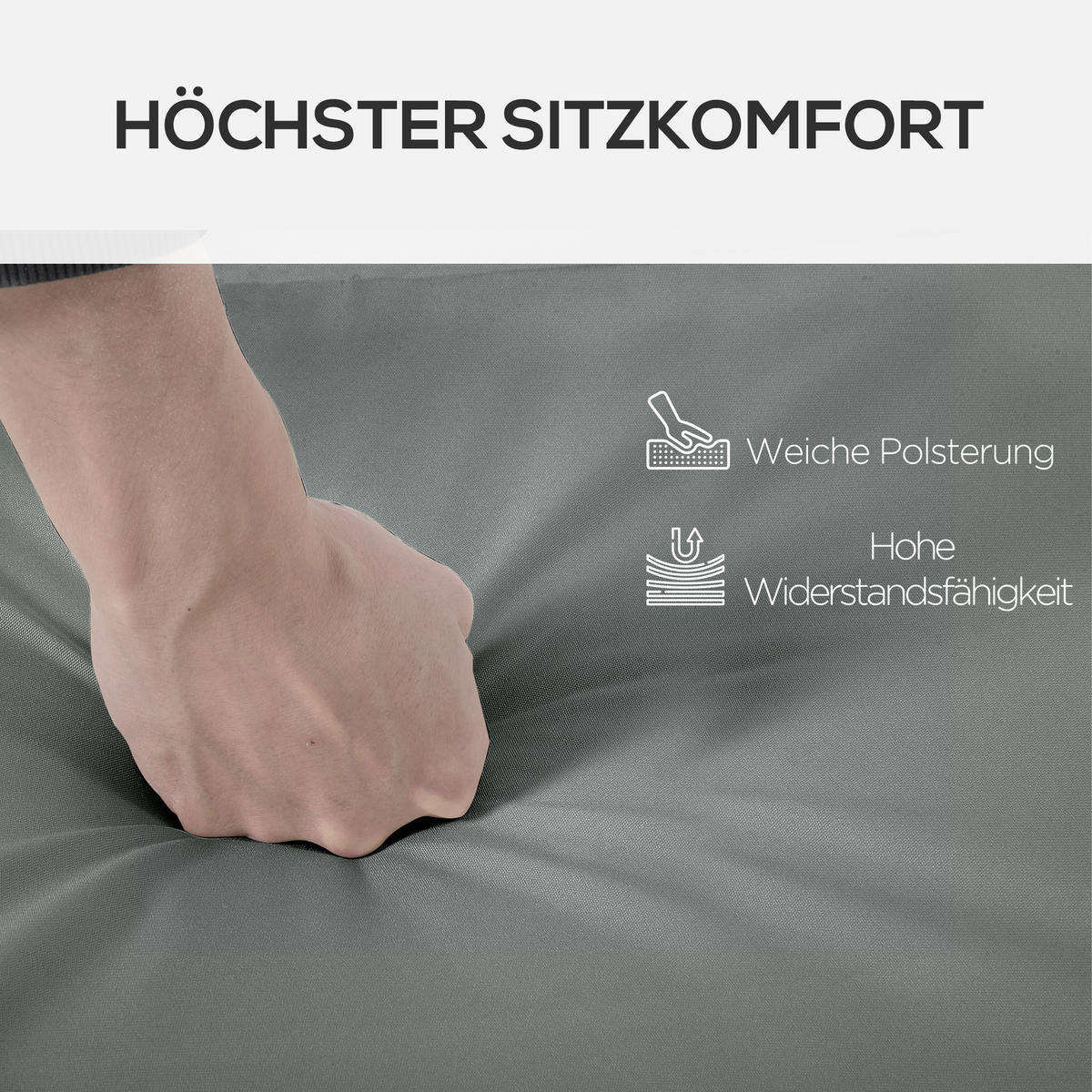 SITZKISSEN, Polyester, PP, Dunkelgrau - Dunkelgrau, Kunststoff (55/8/196cm) - Outsunny