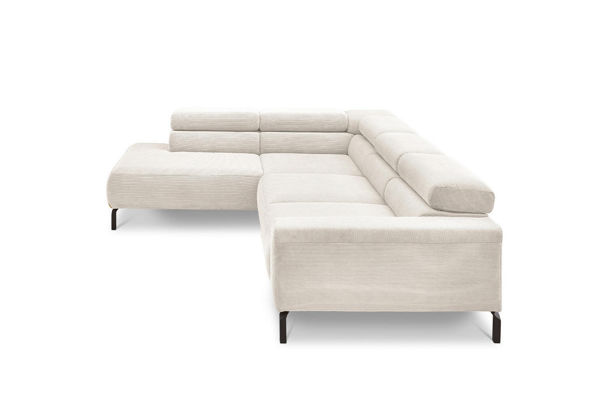 ECKSOFA MIT MOTORISCHEM SITZVORZUG DELIA Weiß Cord - Schwarz/Weiß, Textil/Metall (276/219cm) - KAWOLA