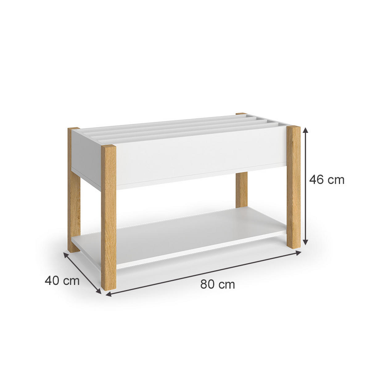 KINDERREGAL Malia Weiß/Eiche 80 x 46 cm - Eichefarben/Weiß, Holzwerkstoff (80/46/40cm) - VitaliSpa