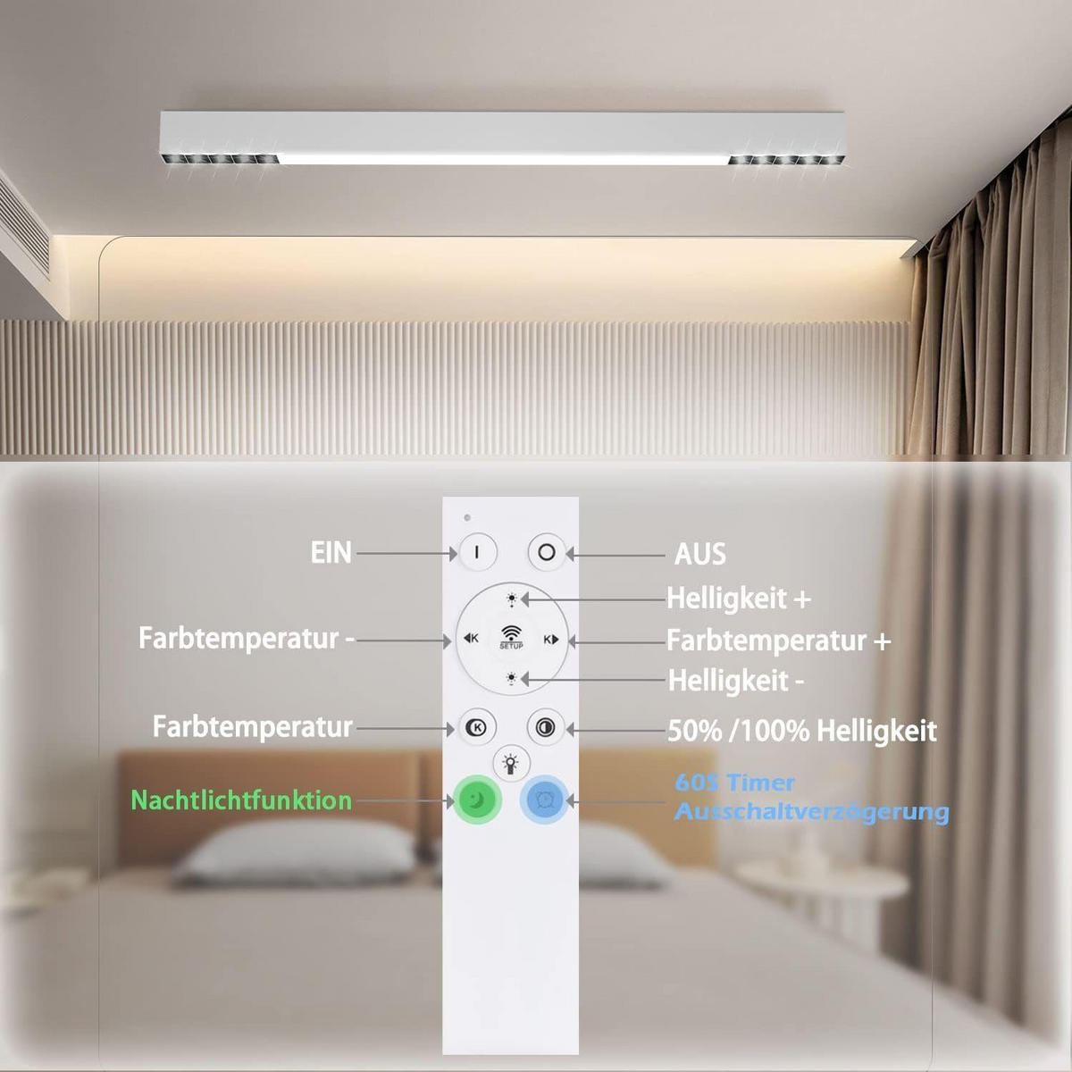 LED-DECKENLEUCHTE Ritter 80/3.5/5.5 cm - Weiß, Metall (80/3.5/5.5cm) - Nettlife