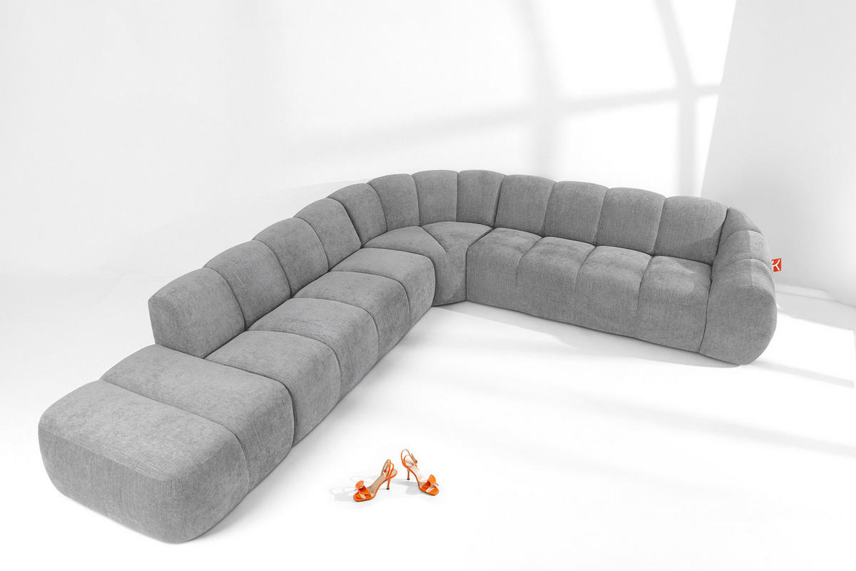 ECKSOFA LINKS FLAVA, hell Aschgrau - Hellgrau, Holz/Holzwerkstoff (310/354cm) - KONSIMO®