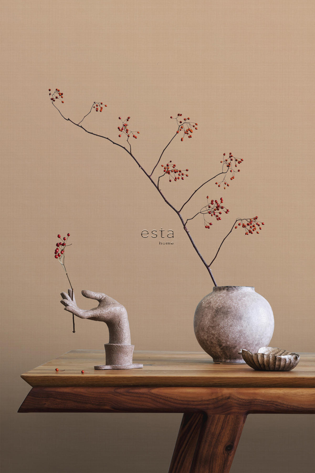 TAPETE Leinen-Optik 53 cm x 10.05 m - Terracotta, Papier (53/1000cm) - ESTAhome