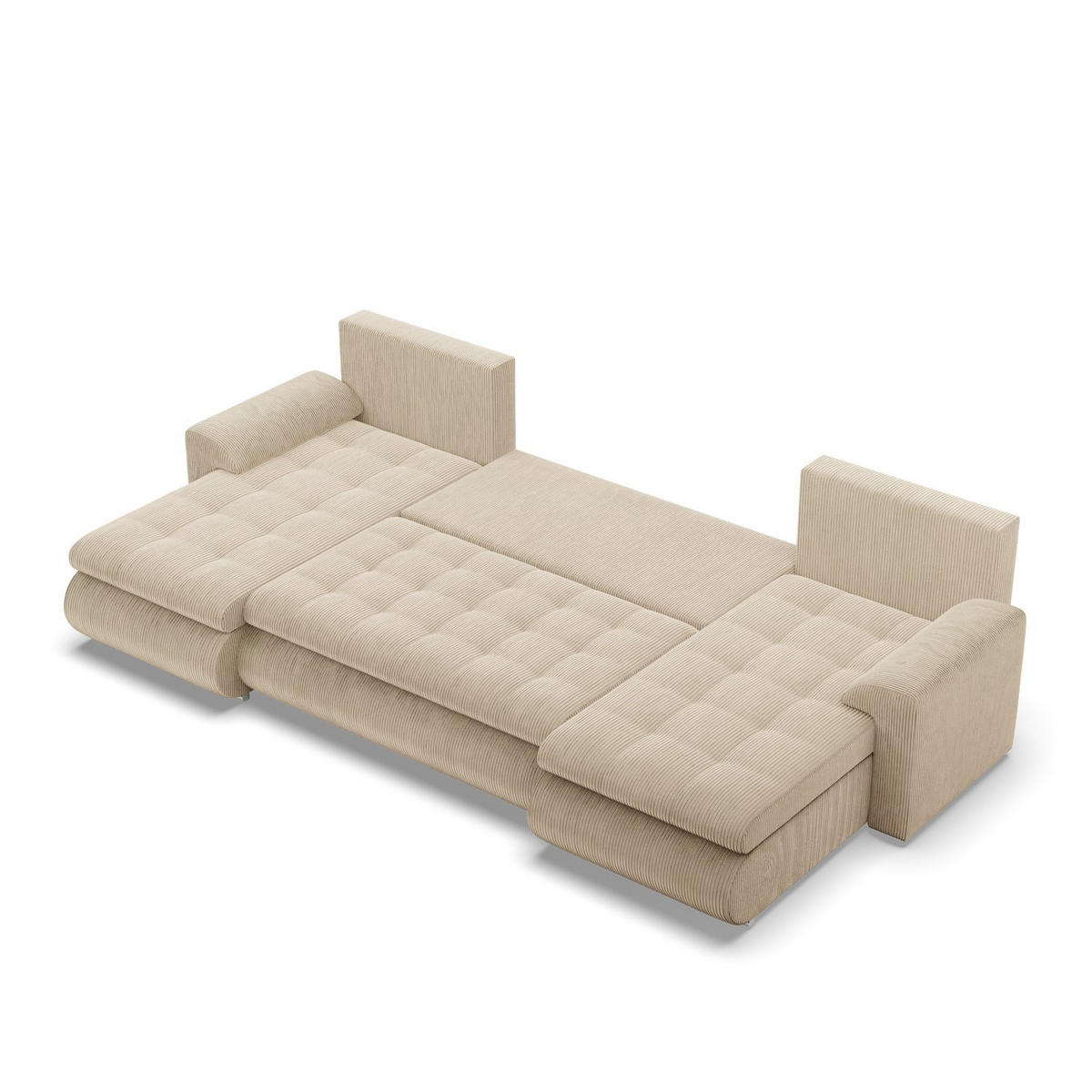 U-SOFA MIT SCHLAFFUNKTION FORESTA, Cord - Beige - Beige, Textil (302/89/159cm)