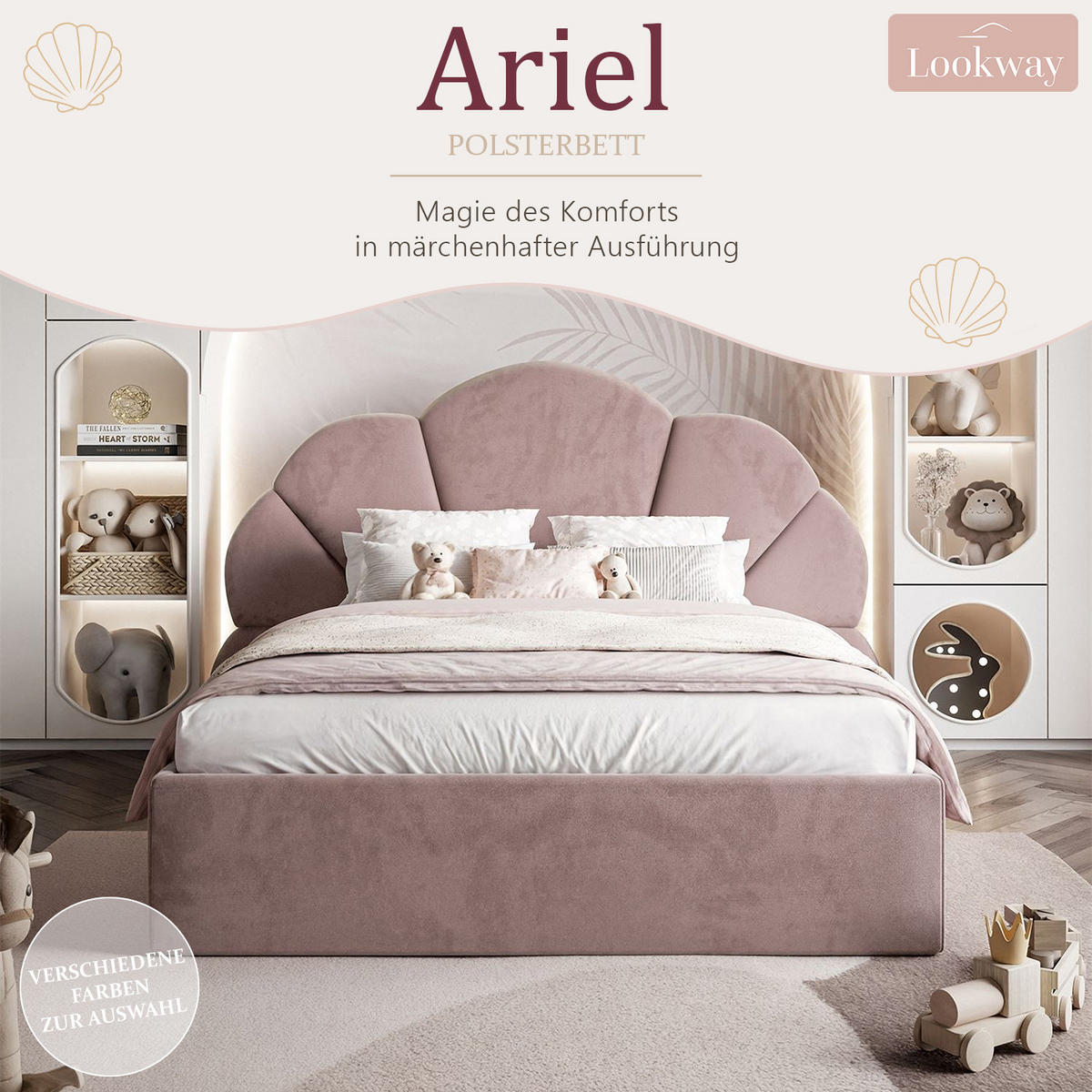 POLSTERBETT ARIEL mit Bettkasten 120x200 cm Element 18 - Rosa, Textil (120/200cm) - Lookway