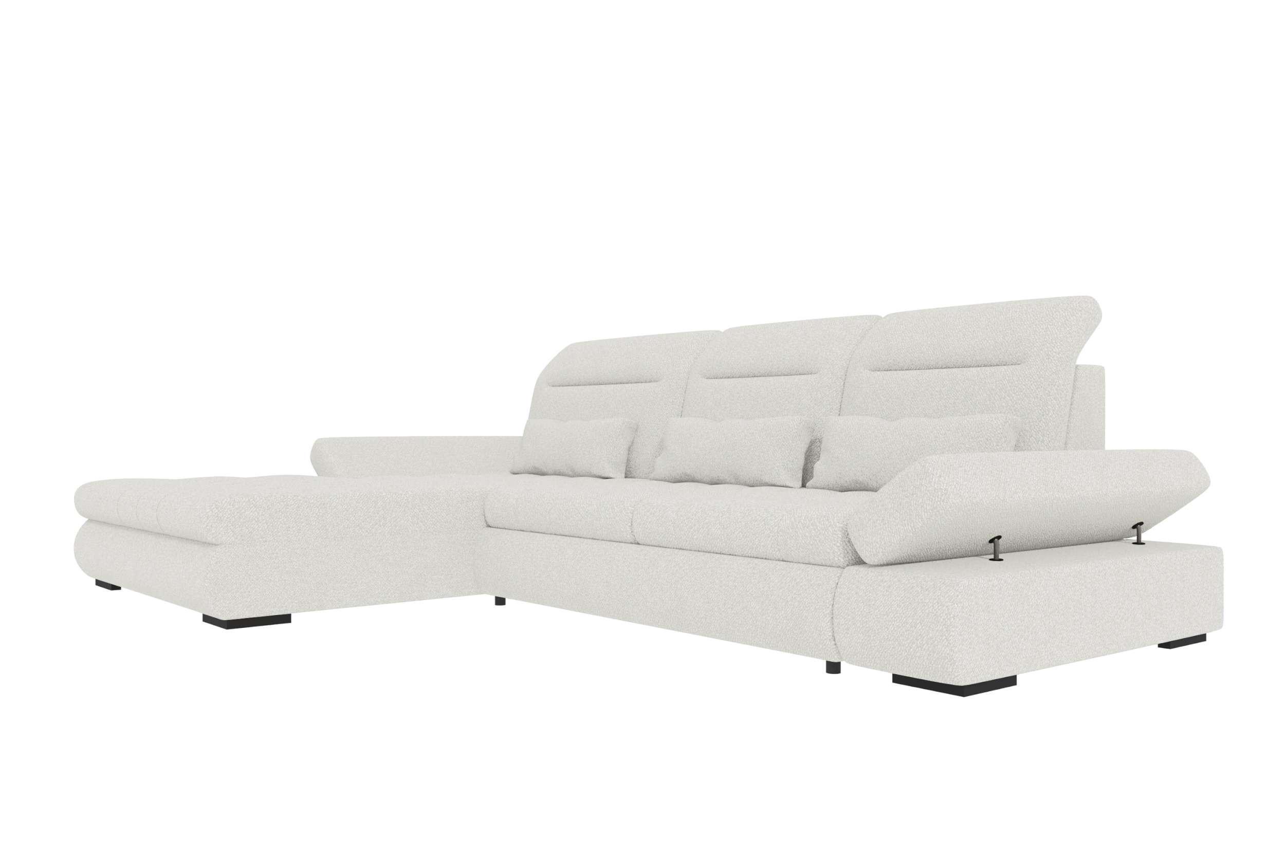 ECKSOFA Toscana Plus Strukturstoff inkl. Schlaffunktion - Creme, Textil (179/300cm) - 99rooms