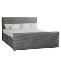 BOXBETT Mit Bettkasten Und Topper TRENTO Stoff Plüsch Cord 180x200 cm Dunkelgrau H3-Bonell - Dunkelgrau, Holz/Textil (180/200cm) - Kaiser Möbel