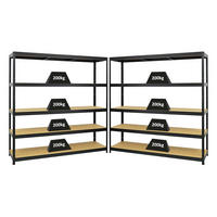SCHWERLASTREGAL Giant Elephant 2er-Set mit 2x 180x180x45 cm Fachlast 200 kg Schwarz - Schwarz, Metall (360/180/45cm) - PROREGAL