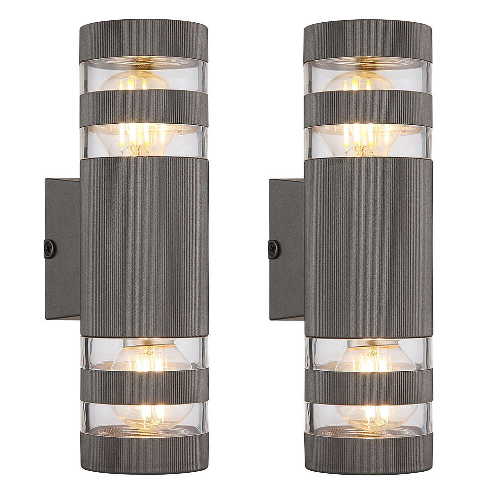 WANDLEUCHTE HAYES Glas Anthrazit, 2-flammig, 2er Set - Anthrazit, Glas (6.5/22/22cm) - Globo Lighting