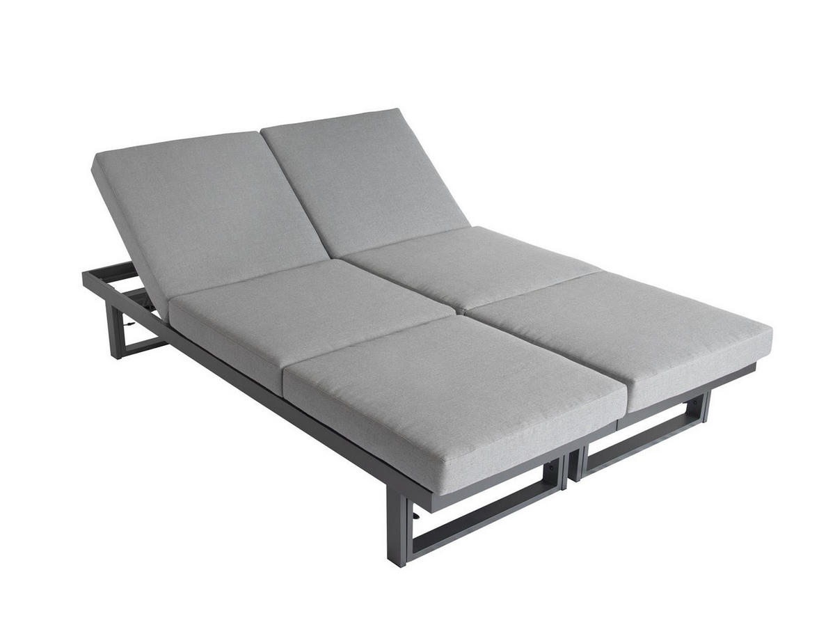 GARTENLOUNGE-SET Largo Grau Aluminium höhenverstellbarer Tisch für 6 Personen - Grau, Kunststoff - bellavista - Home & Garden