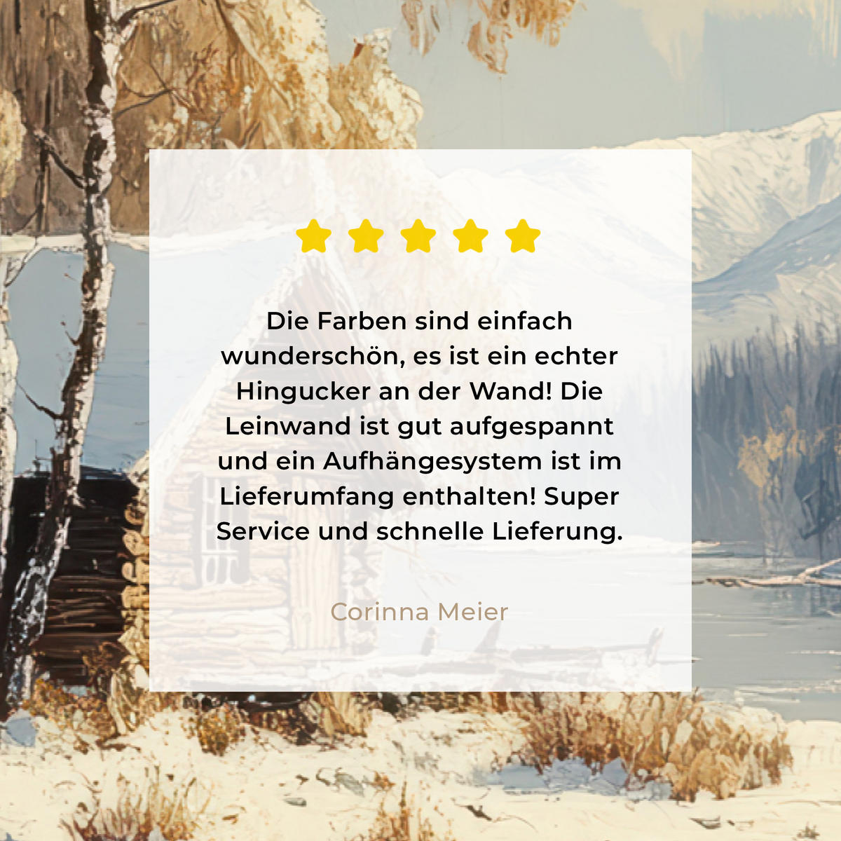 LEINWANDBILD Winter - Schnee - Zuhause - Natur Wanddeko 90x60 cm - Hellbraun, Textil (90/60cm) - MuchoWow