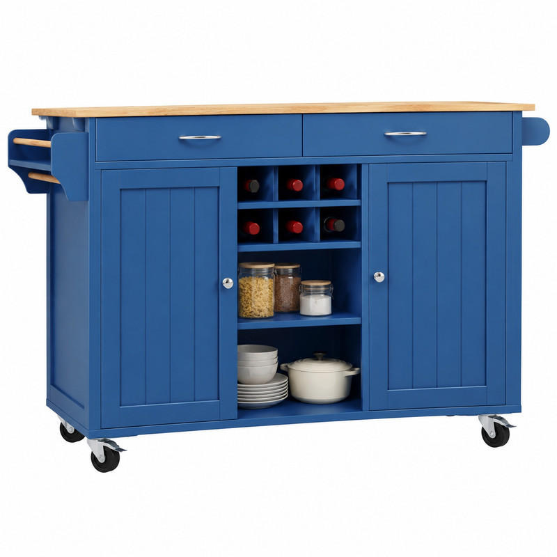 KÜCHENINSEL mit Stauraum 102 x 45 x 92 cm Blau MDF - Blau, Metall (45/92/102cm) - Beauniv