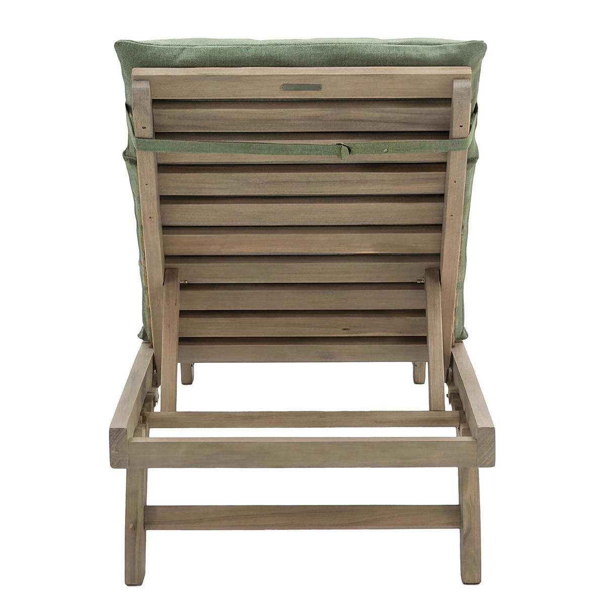 GARTENLIEGE - Akazie massiv / Webstoff - Braun / Salbei - Salbeigrün, Holz/Textil (54/79/175cm) - home24